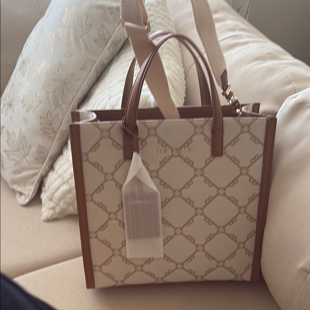 Ted Baker Cream and Tan Geometric Tote Bag , new with tag - Picture 2 of 2
